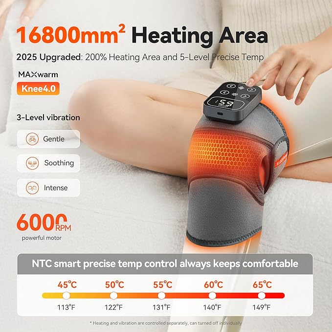 Cordless Knee Massager with Heat Vibration