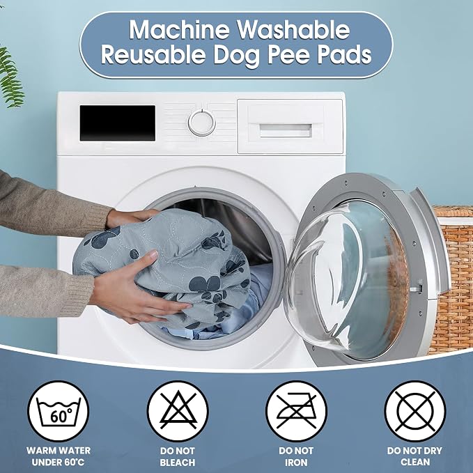 Washable Pee Pads for Dogs 2 Packs 60’’ x 60’’ Reusable Puppy Pads Waterproof Heavy Duty Training Pads for Large Dogs Indoor Puppy Potty Training
