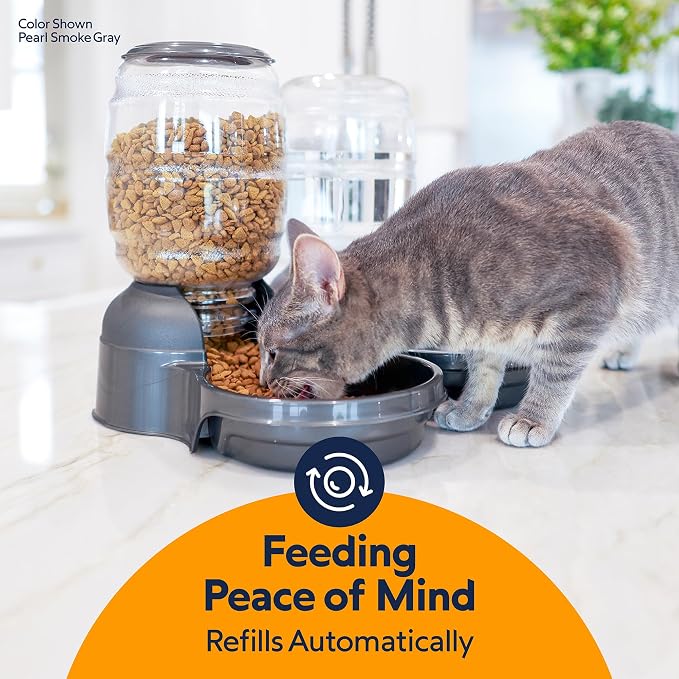 Petmate® Replendish® Automatic Dog Feeder Gravity Pet Treat Dispenser with Microban Antimicrobial Protection, Wide Mouth Bowl, 100% BPA Free - 5 lb