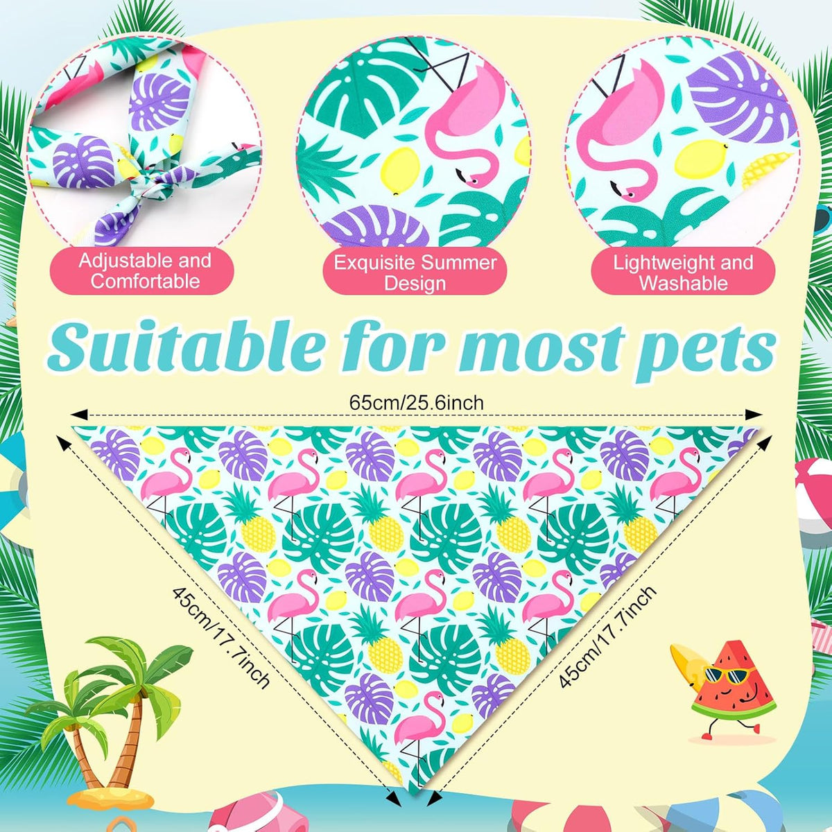 Weewooday 50 Pcs Hawaiian Dog Bandanas Bulk for Dogs Soft Bibs Adjustable Triangle Pet Bandana for Small Medium Large Costume(Hawaii Pattern, 25.6 x 17.7 x 17.7 Inch)