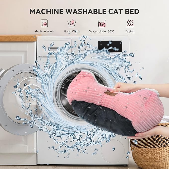 Cat Dog Bed for Pets, Rectangle Pet Bed Gift for Puppy and Kitten, Machine Washable Calming Fluffy Pet Couch Sofa for Indoor Outdoor, Portable Soft Cat Bed with Non-Slip Bottom (Small, Pink)