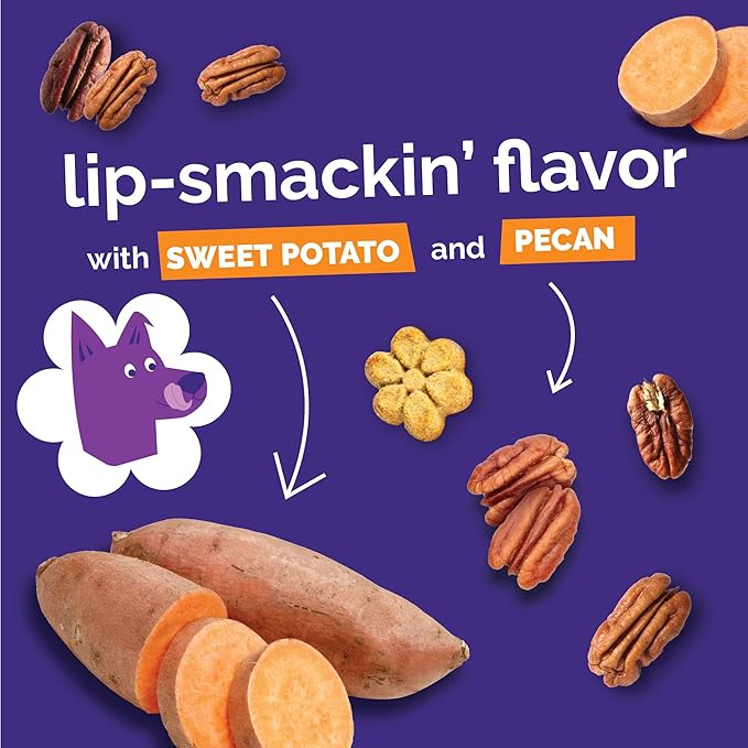 Fruitables Baked Dog Treats, Healthy Pumpkin Treat for Dogs, Low Calorie & Delicious, Free of Wheat, Corn and Soy, Made in the USA, Sweet Potato and Pecan Flavor, 7oz