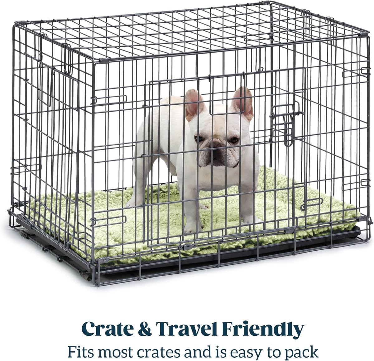 Stoutwool Indestructible Dog Bed - Fluffy Chew Proof Dog Crate Pad - Tough Kennel Pad for Aggressive Chewers - Ideal for Extra Large Breeds & Fits 48-Inch Crate - 47"x29", Gleam