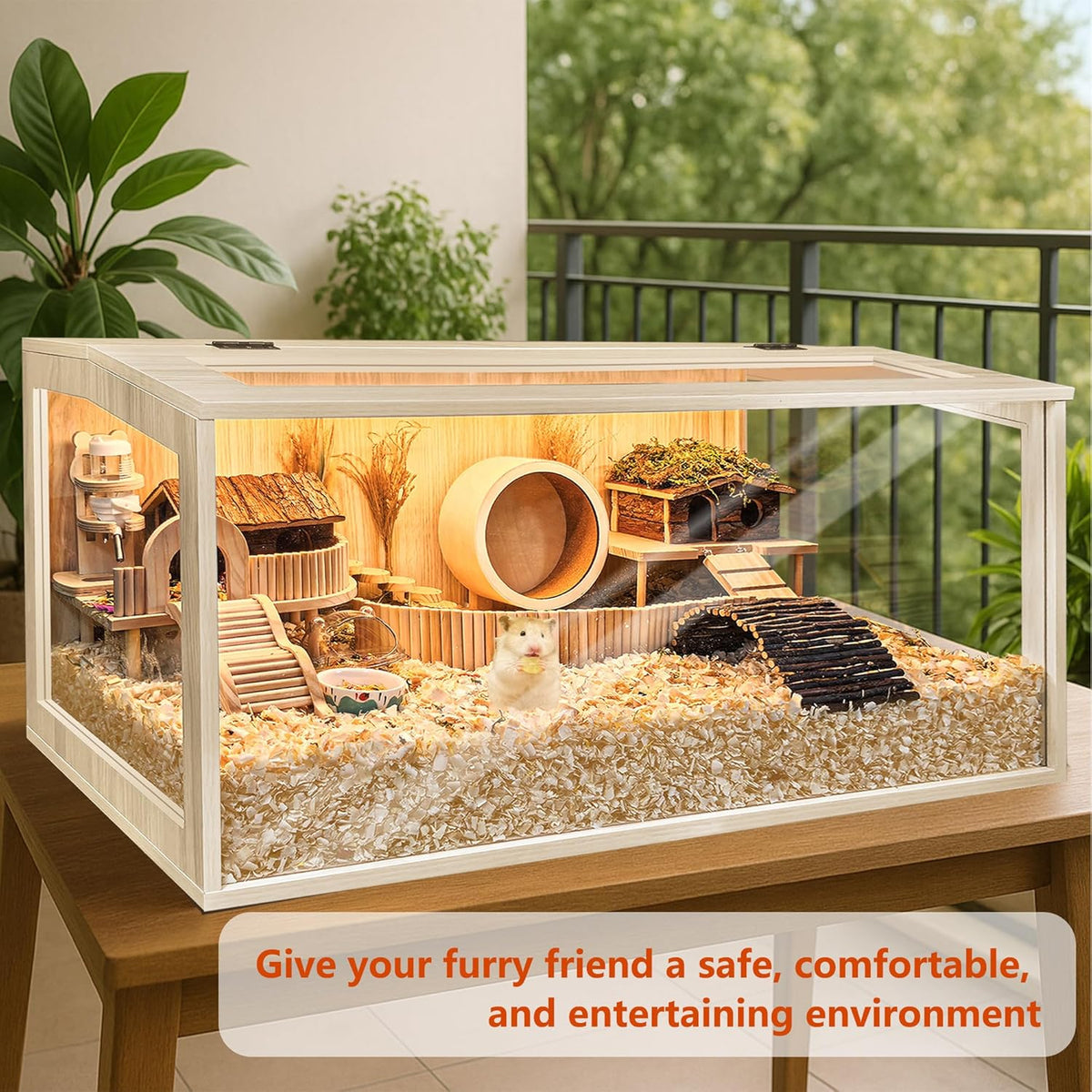 Hamster Cage Chewproof, Large Hamster Cages and Habitats, Openable Top with Acrylic Sheets, Solid Built