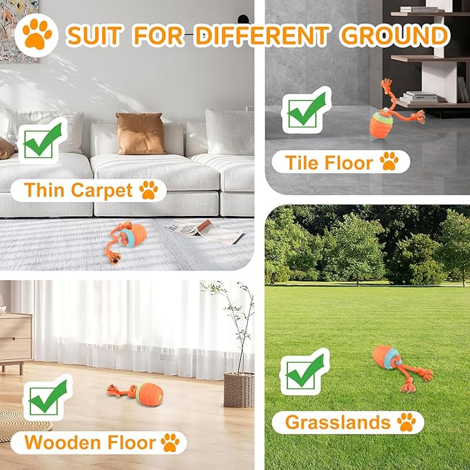 Interactive Dog Toys, [2025 Newly Upgraded] Motion Activated Rolling Squeaky Ball for Medium/Large Dogs, Automatic Moving Dogs Ball for Boredom, USB Rechargeable(Orange)