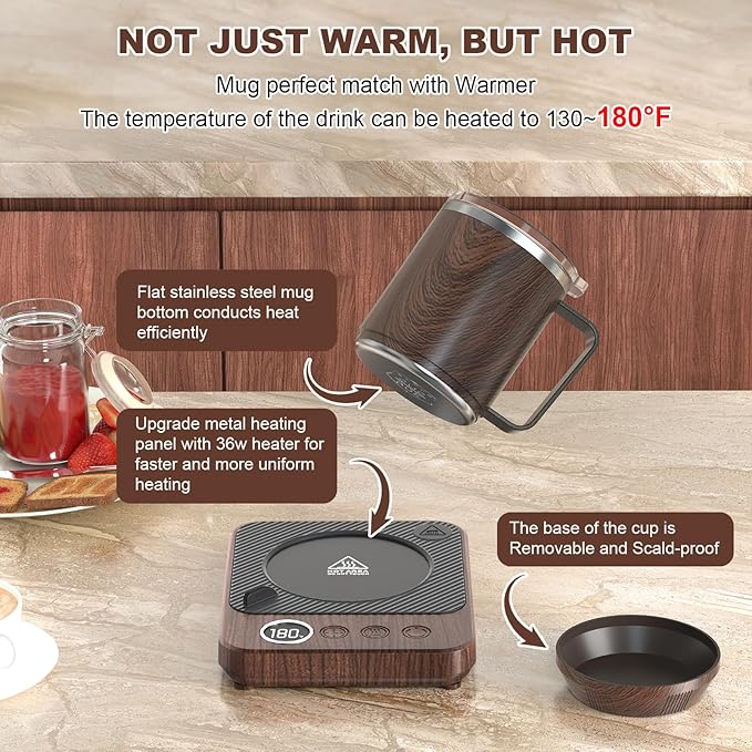 Coffee Mug Warmer & Mug Set for Desk, Smart Coffee Cup Warmer