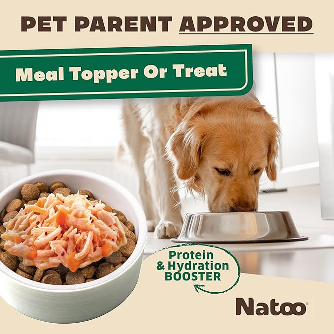 Natoo Dog Food Topper for Picky Eaters, Dog Treat (Chicken, Carrot, Brown Rice, & Quinoa) Dog Toppers for Dry Food, Wet Meal Toppers for Dogs & Puppies, Limited Ingredient Dog Food (Case of 20) 3oz Ea