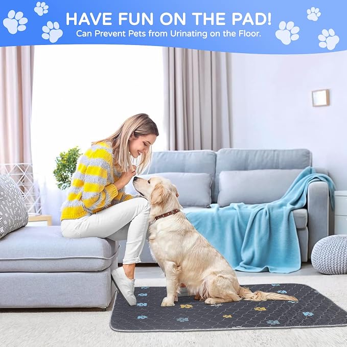 Aitmexcn Washable Pee Pads for Dogs, 2 Pack Reusable Puppy Training Pads, Heavy Absorbency, Leak-Resistant Non-Slip Dog Mats for Playpens, Crates, Whelping and Senior Dogs (36"x48")