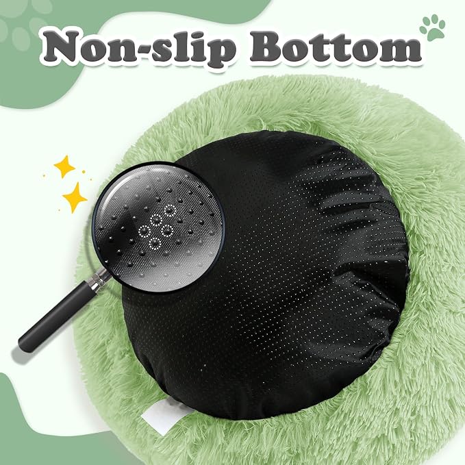 JOLLYVOGUE Dog & Cat Bed, Calming Anti-Anxiety Pet Bed for Small Dogs, Fluffy Donut Cushion for Small and Medium Pets (23")