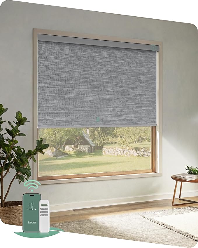Yoolax Motorized Blinds with Remote, Automatic Roller Shades Cordless Electric