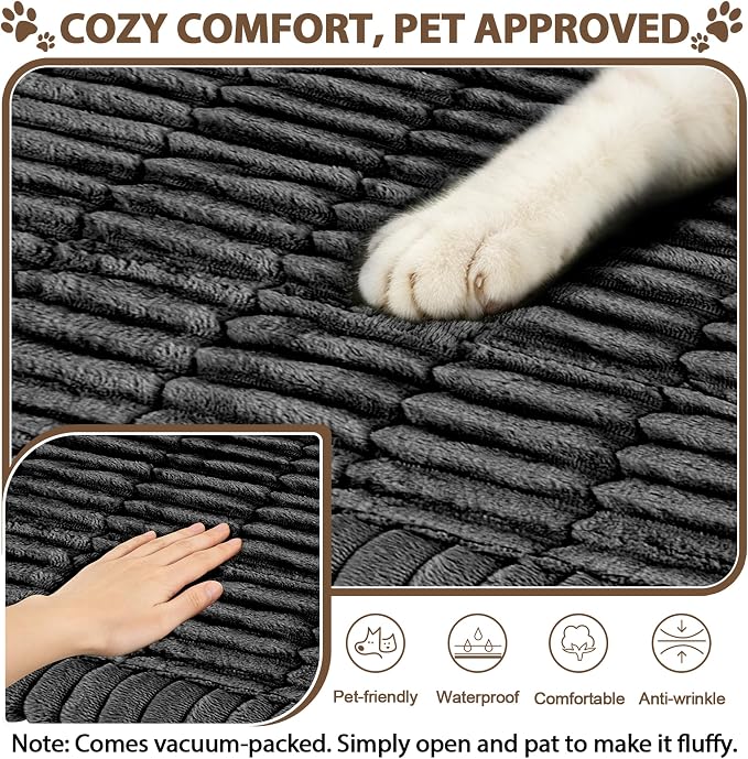 FUANGUI Waterproof Couch Cover Sofa Cover for Dogs and Pets Sofa Protector | Non-Slip Washable Fuzzy Soft Cat Bed Sofa Slipcover for 2-3 Cushion Couch Sofa Pet Friendly, Dark Grey, 27.6" x 59.1", 1 pcs