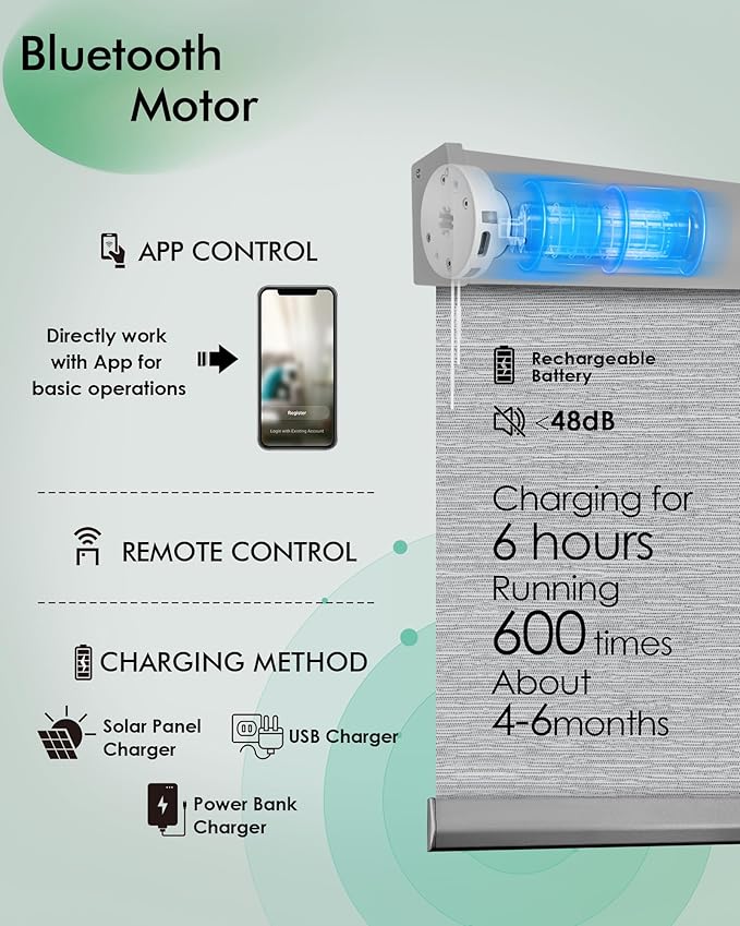 Yoolax Motorized Blinds with Remote, Automatic Roller Shades Cordless Electric