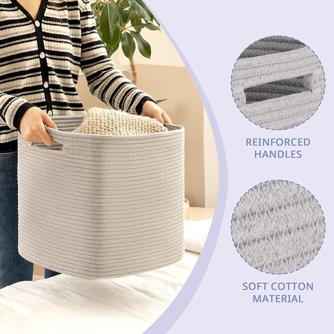 OIAHOMY Storage Cubes, 13 Inch Cube Storage Organizer, Collapsible Storage Bins, Baskets for Organizing, Storage Bins for Shelves-Grey, 2-PACK
