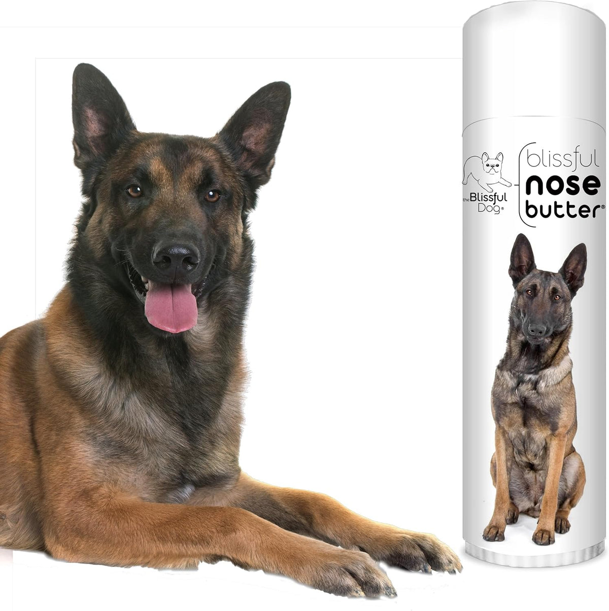 The Blissful Dog Belgian Malinois Nose Butter for Dry, Cracked Skin, Lick-Safe Dog Nose Balm with Moisturizing Shea Butter, Almond, Olive, and Essential Oils, Pet Supplies, Uncented, 0.50 oz.