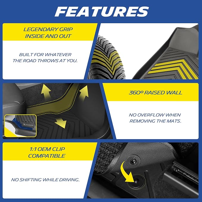 Michelin Vehicle Mats, Premier Series All-Weather TPE Custom Fit Liner for Toyota RAV4 Hybrid 2026-2027 Floor Mats (3 Piece)