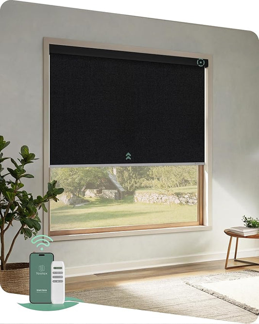 Yoolax Motorized Blinds with Remote, Automatic Roller Shades Cordless Electric