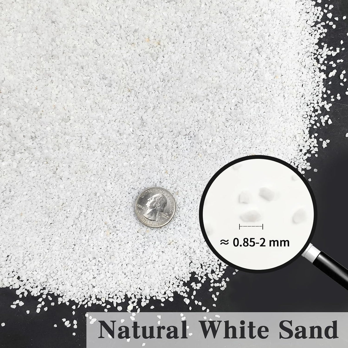 5 lbs Aquarium White Sand, 0.8-2 mm Mini Aquarium Gravel. Coarse Sand for Fish Tank, Paintings, Succulent Plants Potted, Fire Pits, Candle, Vase Filler and Crafts