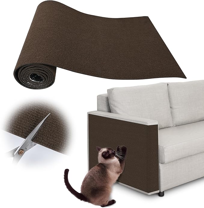 Cat Scratch Protectors for Furniture - 40" x 15.8" Trimmable Self-Adhesive Cats Claws Scratch Pads, Cat Climbing Couch Protector for Protecting Furniture Couch Chair Sofa Cats Pet Gift (Brown)