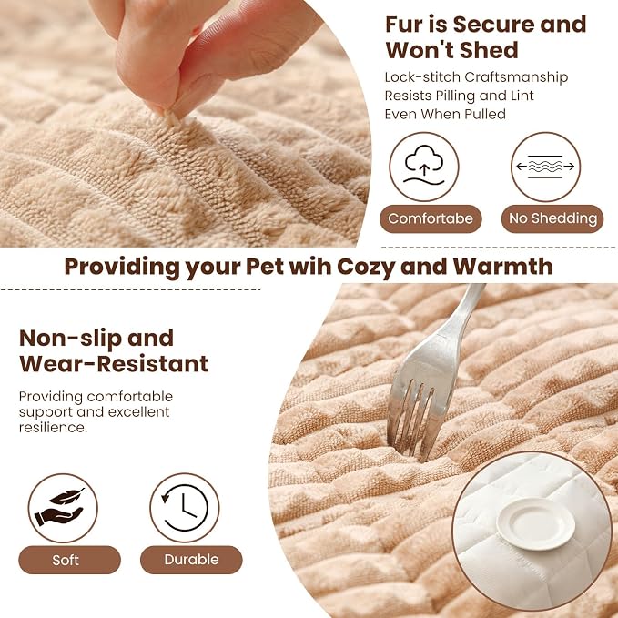 Couch Cover for Dogs Washable, Non Slip Couch Covers for 3 Cushion Sofa Pet Friendly, Fuzzy Pet Couch Cushion Covers for Dog, Thick, Soft for Sofa Protector (Camel, 27.6" x 70.9"/70 x 180cm)
