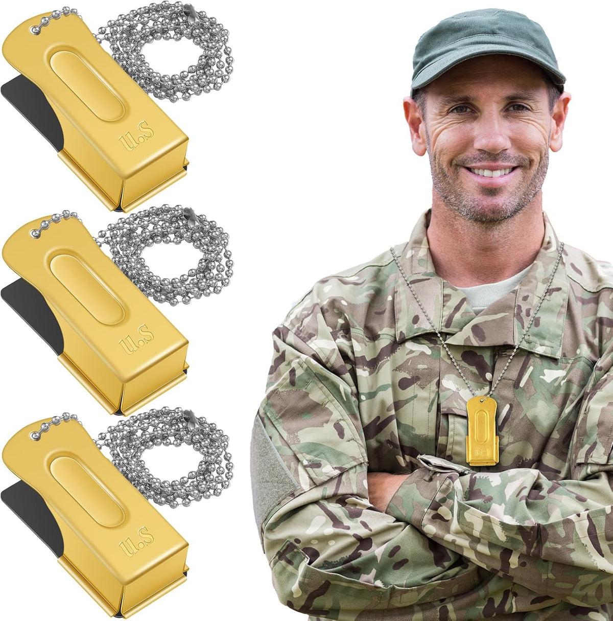 Jenaai 3 Pieces Brass Pet Training Clicker Dog Necklace Signaling Cricket Clicker Training for Puppy Dogs Cat(Gold)