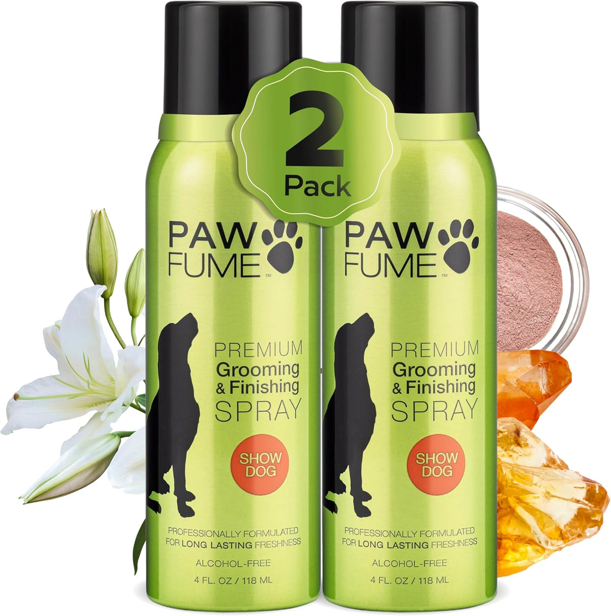 Paw Fume Dog Perfume Spray Long Lasting Scent for Grooming, Show Dog, 2-Pack – Keep Your Pup Fresh All Day – Hypoallergenic, Alcohol-Free, Detangling Formula – Moisturizing Pet Cologne Spray for Dogs