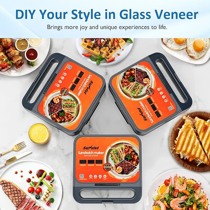 Sandwich Maker Panini Press Grill, 3 in 1 Electric Waffle Maker