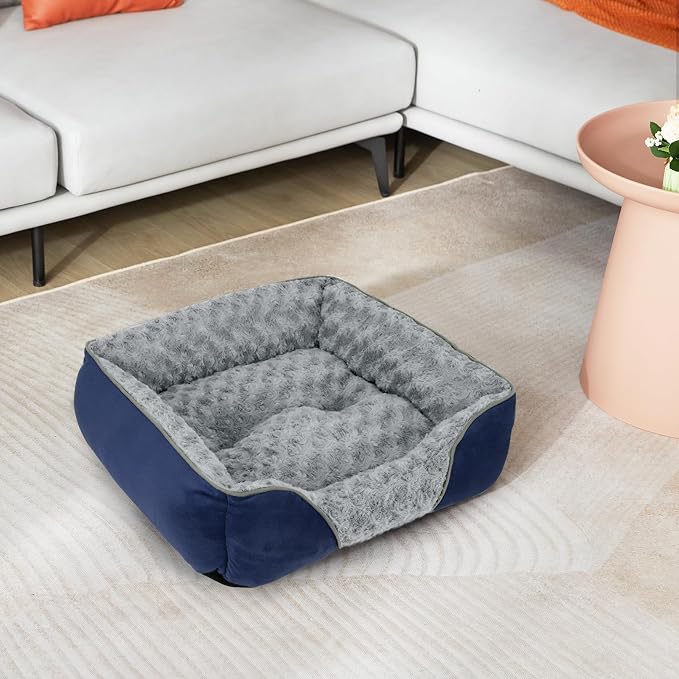 Large Dog Bed Rectangle Washable Orthopedic Soft Calming Sleeping Durable Pet Cuddler with Anti-Slip Bottom