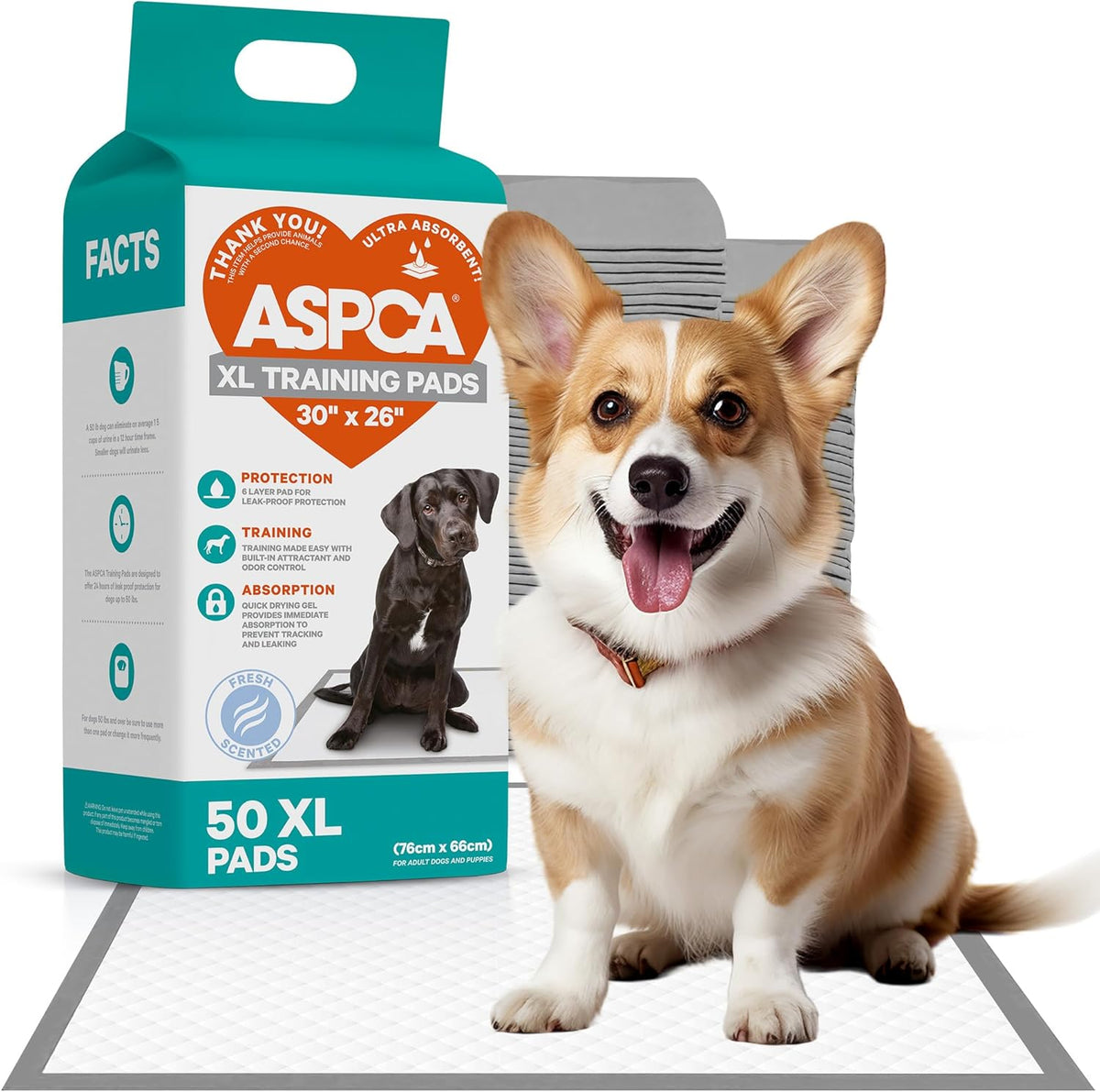 Scented Puppy Pads, [50 Count], Dog Pee Pads for Training, Absorbent Potty Pads for Dogs, Quick-Drying Leakproof Large Dog Pads with Odor Control, 26"x30", XL Puppy Pads for Indoor/Outdoor Use