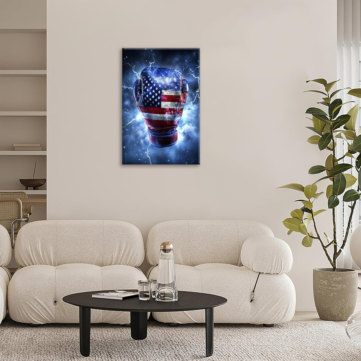 Sports Boxing Wall Art Canvas American Flag Wall Decor Prints Framed Painting Pictures Gifts Artwork for Bathroom Living Dining Room 16"x24"
