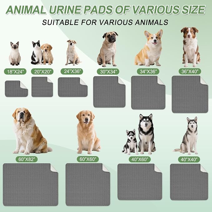 Washable Pee Pads for Dogs Puppy Pad, Dark Grey 60”x82” 1 Pack | High Absorbent Dog Pee Pad Leak Proof Cat Rugs, Reusable Non Slip Pet Mat, Wee Wee Pads for Training, Crate and Floor