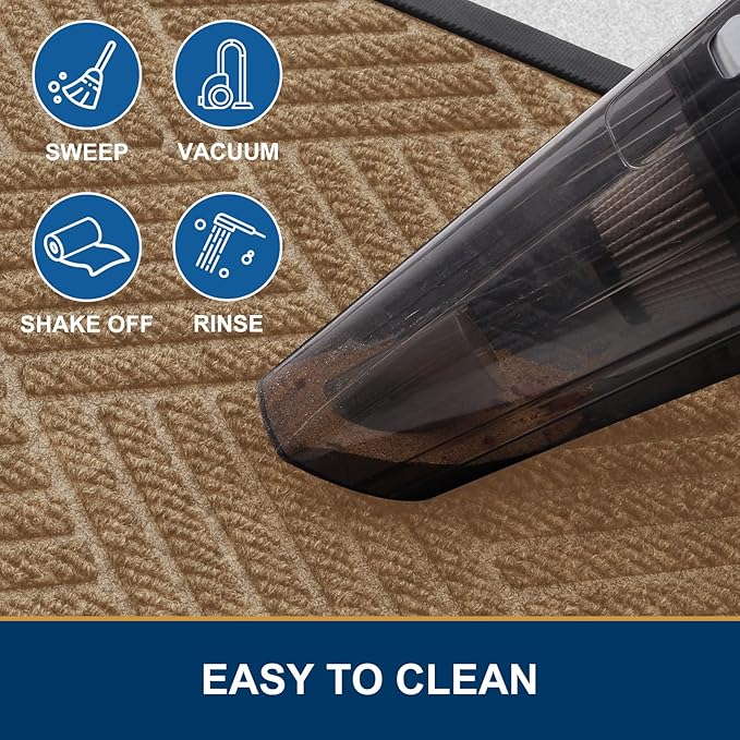 Smiry Front Door Mat Outside Entrance, Heavy Duty Outdoor Indoor Mat, Natural Rubber Doormat, Non Slip, Trap Dirt and Moisture, Easy Clean, Low Profile Patio Porch Entryway Mat, 71x47, Coffee