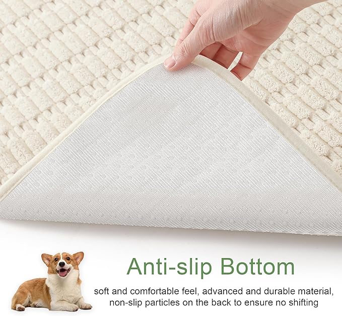 Washable Pee Pads for Dogs Puppy Pad, Cream White 40”x60” 1 Pack | High Absorbent Dog Pee Pad Leak Proof Cat Rugs, Reusable Non Slip Pet Mat, Wee Wee Pads for Training, Crate and Floor