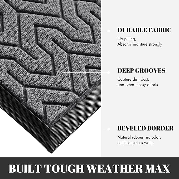 Yimobra 72x24 Indoor Outdoor Runner Rug, Heavy-Duty Entrance Mat for High Traffic Areas, Commercial Grade Welcome Door Mat, Easy Clean Grey