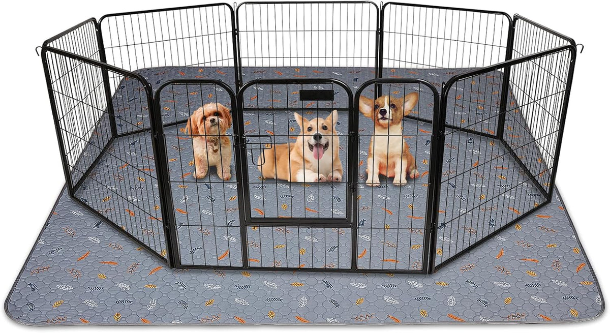 Sunheir Washable Pee Pads for Dogs 72"x72", Extra Large Reusable Puppy Pads Pet Training Pads for Dog Playpen, Waterproof Pee Pads for Puppy Playpen, Whelping Pad, Dog Playpen Indoor - Light Grey