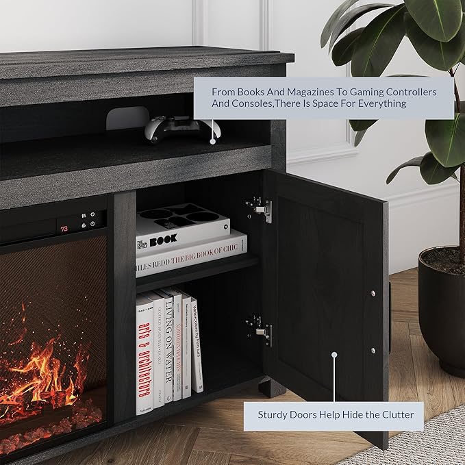 BELLEZE 58" Farmhouse Fireplace TV Stand