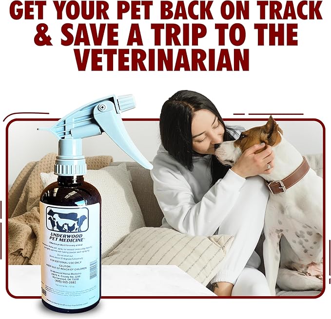 Underwood Pet Wound Care Spray – Versatile & Economical Wound Care Solution for All Animals - Prevents Infections, Gentle & Easy to Use - Antiseptic Spray Suitable for Cuts, Scrapes & Open Wounds