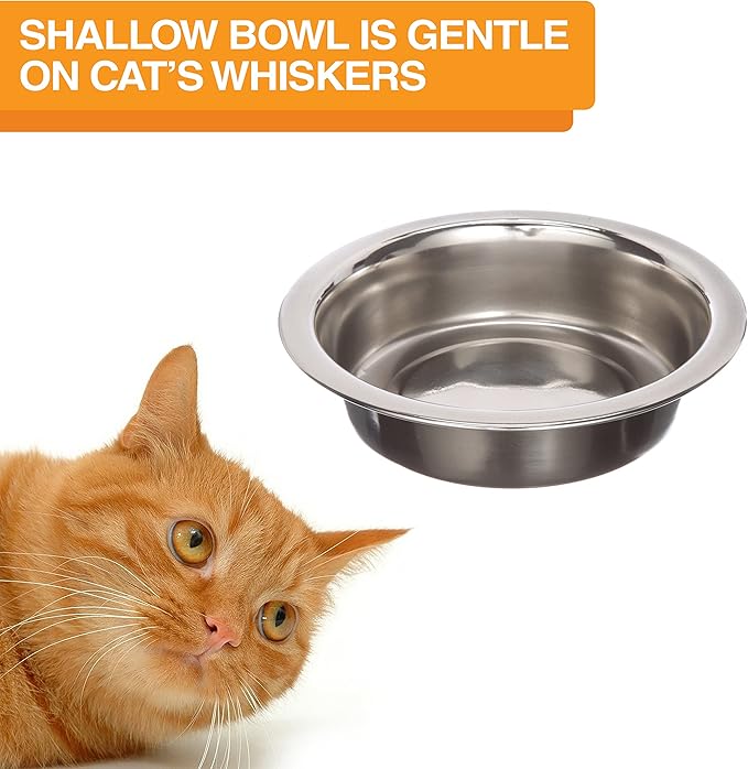 Neater Pet Brands Neater Feeder Deluxe Mess Proof Cat Bowls Elevated, Made in USA, No Spill Raised Bowls for Indoor Cats, Stainless Steel Food and Water Bowl Set, Pet Dish Feeding Station, Gunmetal