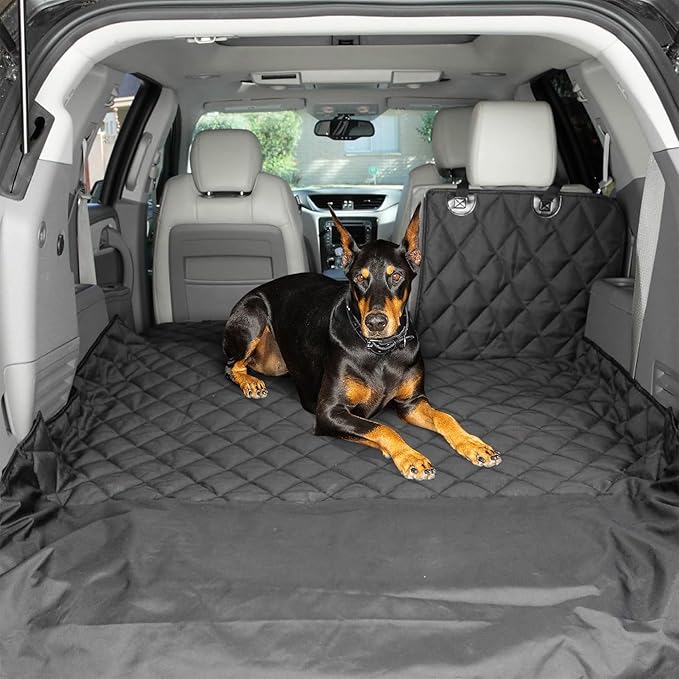 4Knines Split Cargo Liner for SUV – for Dogs & Pets, Heavy-Duty, Waterproof Trunk Mat & Cargo Cover – Fits 60/40 Split Bench & Armrest Pass-Through – Machine Washable, Non-Slip (Extra Large, Black)