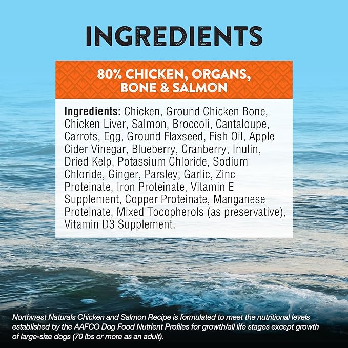 Northwest Naturals Freeze-Dried Chicken & Salmon Dog Food - Bite-Sized Nuggets - Grain-Free, High-Protein, Raw Diet, Human-Grade Ingredients, All Natural, Omega-3 for Skin & Coat - 12 Oz (Pack of 2)