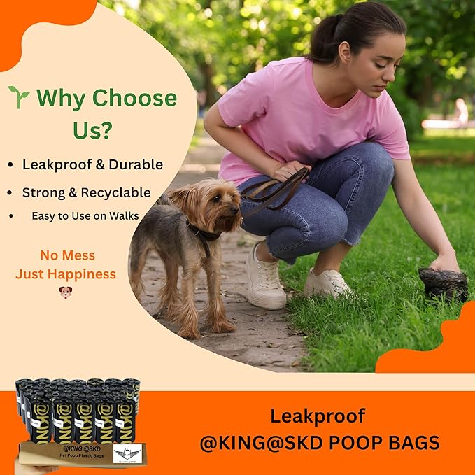 Dog Poop Bags, 20 Rolls (300 Bags) Value Pack Dispenser, Walking and Training Puppy Accessories, Hands-Free Carrier, Supports Small, Medium, Large Breeds. Committed to Give Back to Charity