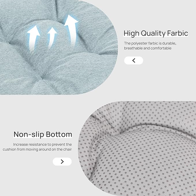 Love's cabin Memory Foam Chair Cushions Set of 4, Outdoor/Indoor Chair Pads for Dining Chairs 4 Pack, Seat Cushions for Kitchen, Dining Room, Office, Patio Chairs, 15.5"x15.5"x3.5" Light Blue