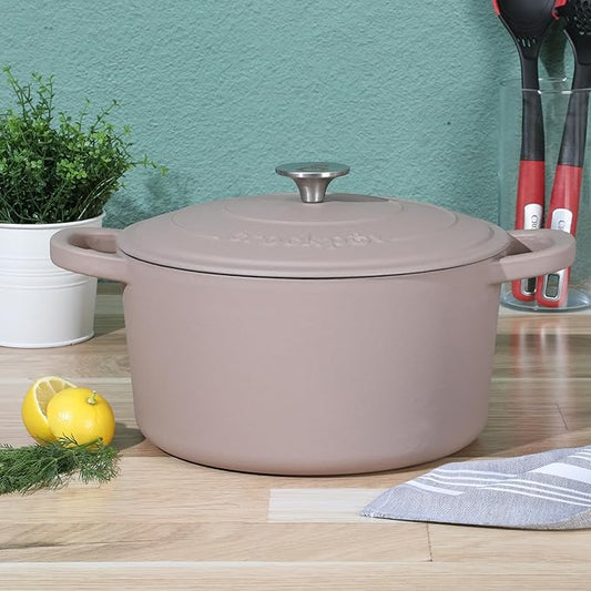 Crock Pot Artisan 7-Quart European Enameled Round Cast Iron Dutch Oven Pot