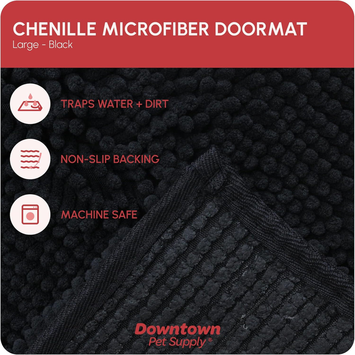 My Doggy Place Microfiber Dog Mat for Muddy Paws, 36" x 26" Black - Absorbent and Quick-Drying Dog Paw Cleaning Mat, Washer and Dryer Safe - Non-Slip Rubber Backed Dog Floor Mat, Large