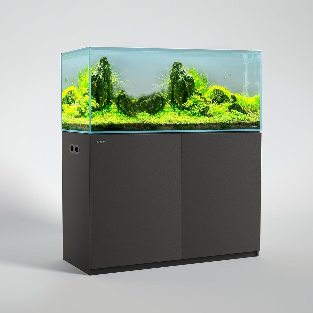 LANDEN Aquarium Wooden Stand and Cabinet for up to 105 Gal Tank, Fish Reptile Sea Salt WaterTank Stand, Nano Foam Leveling Mat Included, W47.2xD23.6xH31.5 in, Wooden Matte Black Painted(Stand Only)