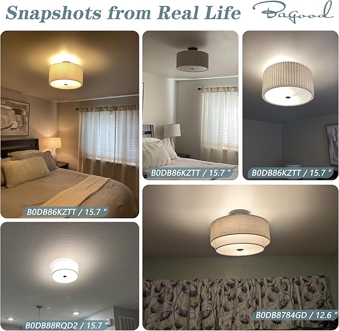 3 Light Semi Flush Mount Ceiling Light Fixture 15.7 Inch Modern Black Drum Ceiling Light Fixture with 2-Layer Fabric Shade Dimmable Close to Ceiling Light for Living Room Hallway Bedroom Entryway