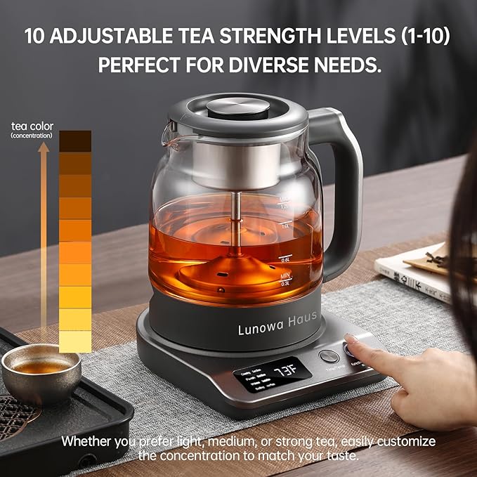Rufus Titanium & Glass Electric Tea Kettle Tea Maker