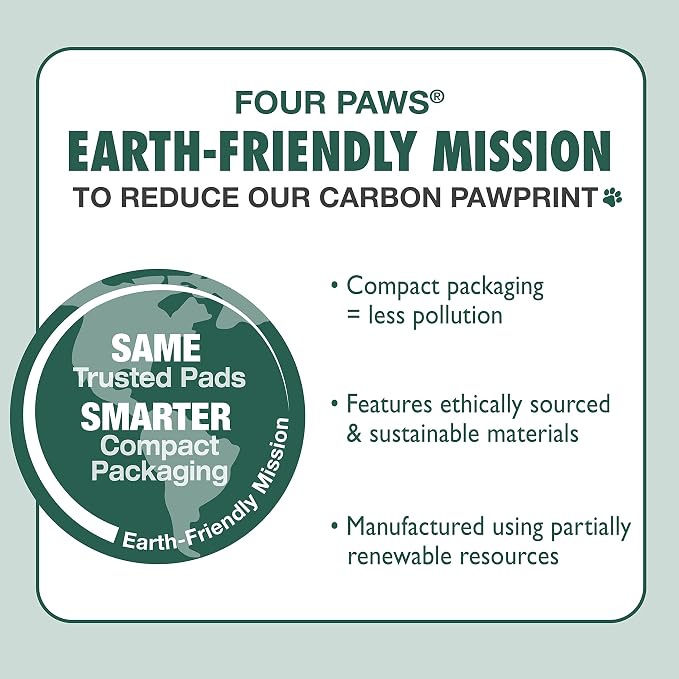 Four Paws Wee-Wee Superior Performance Eco Bamboo Dog Pee Pads, 100 Count | Earth friendly, bleach-free, dye-free, dog & puppy potty training pads, leak-proof, 24-hour protection pee pads, 22" x 23"