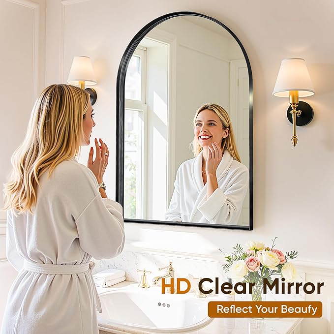 Arched Mirror 24"x36", Bathroom Mirror, Wall Mounted Vanity Mirror