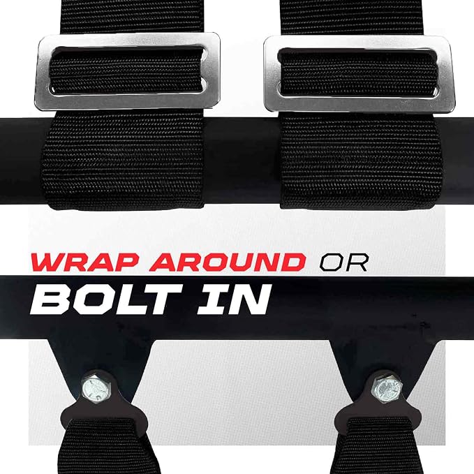 1pc 50 Cal Black 4 Point Harness 3 inch straps, Racing Harness Seat Belt | Ultra Kush padding, Push Button quick release hardware. Universal Fit for UTV, RZR, race car