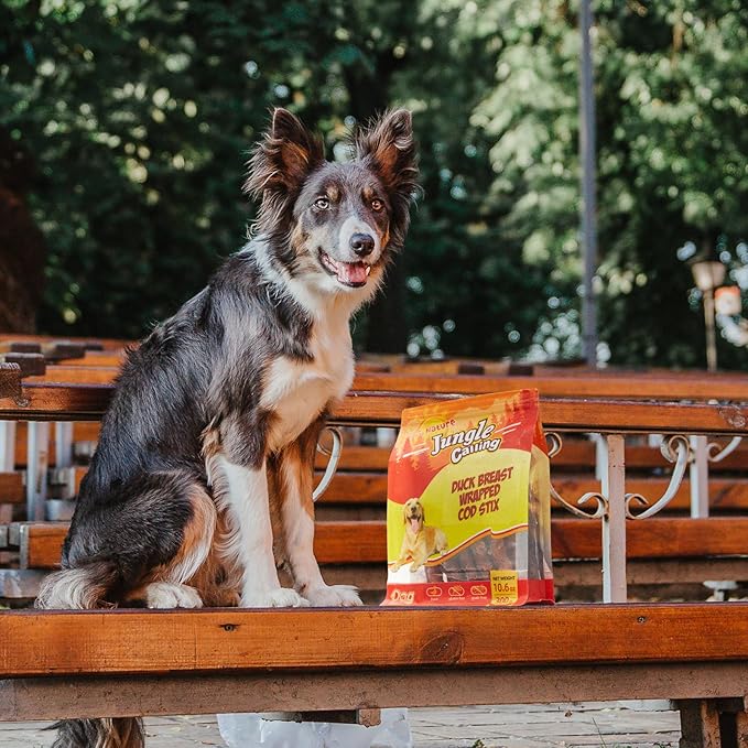 Jungle Calling Duck Wrapped Cod Sticks Dog Treats, Rawhide Free Training Rewards Snacks for Dogs, Natural Chewy Sticks Treats, 10.6oz
